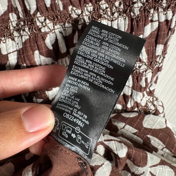 Free People Brown & White Floral Smocked Strapless Bubble Dress - Picture 9 of 14